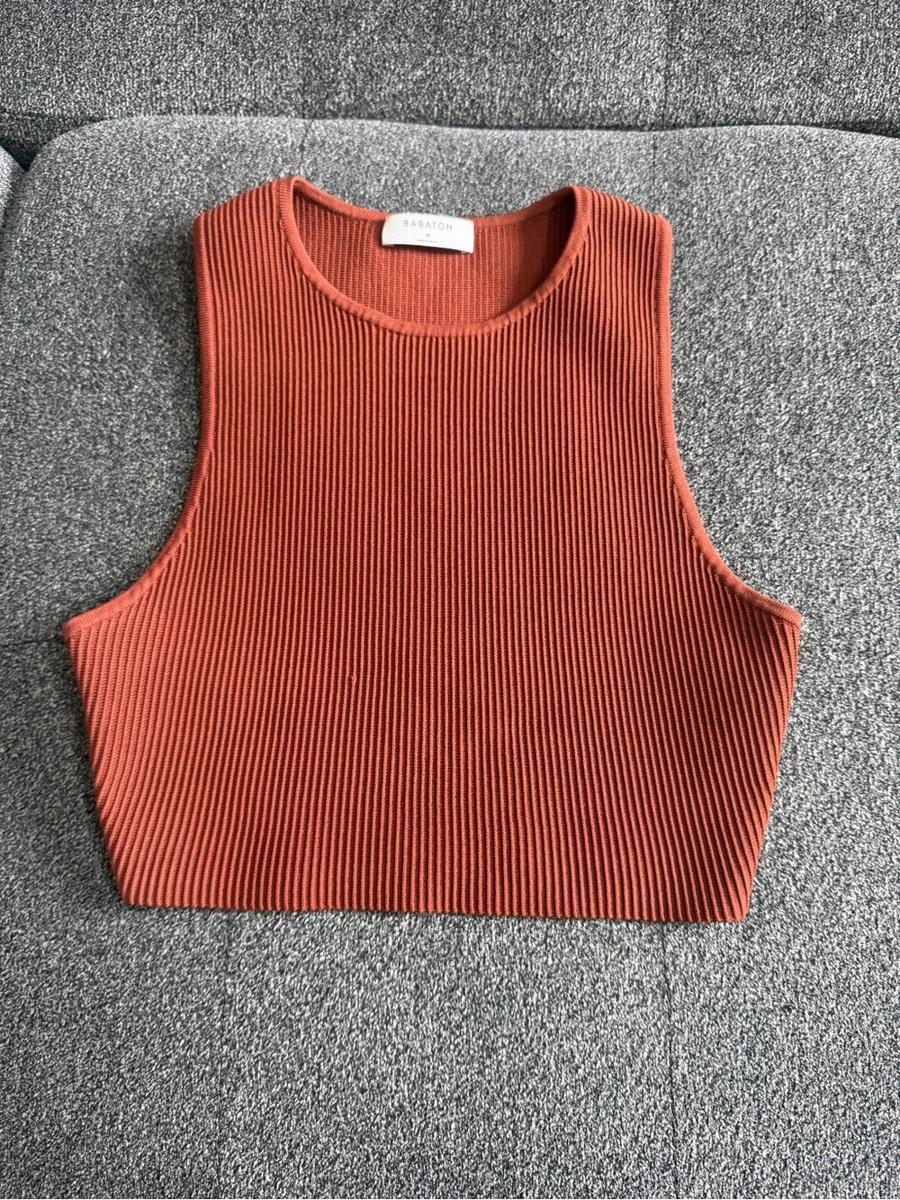 Babaton Ribbed Cropped Tank Top in Burnt Orange